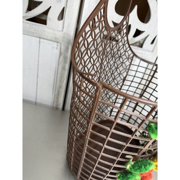 Vintage Bag Tote Crochet Flower Basket Design Sewing 60s/70s Hippie - Picture 4 of 9